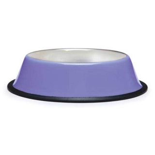   Anti Skid Stainless Steel Dog Cat Pet Food Water Bowl Dish Purple