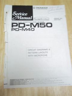   Service Manual~PD M50/M40 CD Compact Disc Player~Original~w/fiche