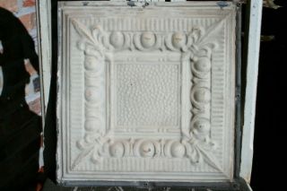 12 Architectural Antique Tin Ceiling Tile    Egg and Dart Pattern 
