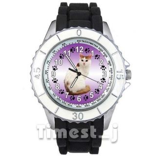   Cat Mens Ladies Unisex Black Jelly Silicone Quartz Wrist Watch S336E