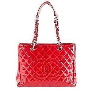 Chanel Lipstick RED Patent Medium Quilted Bag Grand Shopping Tote GST 