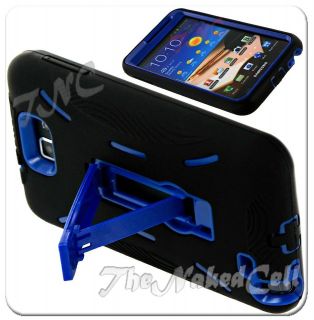   GALAXY NOTE I717 BLACK BLUE IMPACT RESISTANT CASE STAND ACCESSORY NW