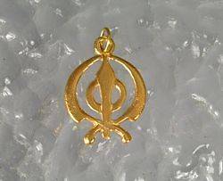 New 24kt Gold Plated Sikh Punjabi Khanda Sword Charm