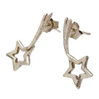 Authentic vintage Chanel stud earrings silver 925 shooting star logo 