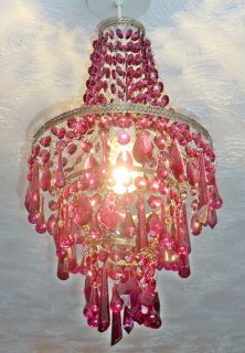   LIGHT CEILING PENDANT RETRO AUBERGINE SHABBY GLASS CHIC LAMP SHADE BN