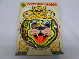 Vintage Retro Ben Cooper Kids Halloween Costume Jama Pajama Mask Tiger