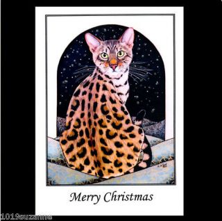 NEW BENGAL CAT GLITTER CHRISTMAS CARDS SUZANNE LE GOOD