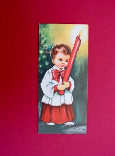 Charlot Byj Byi Christmas Card, Choir Boy Holding a Candle by the Xmas 