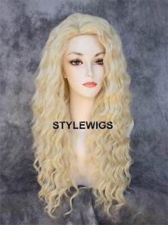 Human Hair Blend Long Curly Heat Safe Light Blonde Wig SABR 613