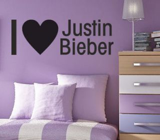 LOVE JUSTIN BIEBER   Wall quote art sticker   Kids bedroom decal 