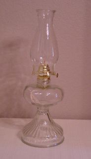 Vintage Large Clear Glass Hurricane Oil Lamp w/Beaded Globe + New 