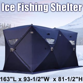 Dark Blue Portable Ice Fishing Shelter Tent 6 7 8 Man Person Fish 