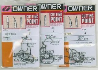 PACK (18 HOOKS) OWNER RIGN HOOK #4 WORM HOOKS BASS TROUT WALLEYES