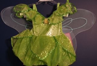 New Disney Parks TINKER BELL Costume Dress Wings M 7/8