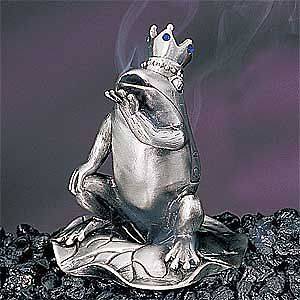   Crown Frog Kiss Collectible Pewter Cone Incense Burner Aromatherapy