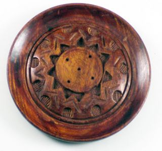 Sun Star Deep Carved Round Plate Ash Catcher Incense Holder