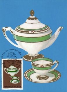 Hungary postcard Pecs Zsolnay porcelain Pot, cup 159146