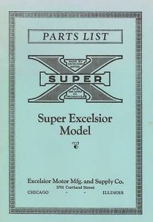 1925 1926 PARTS LIST SUPER EXCELSIOR MODEL MOTORCYCLE   QUALITY 