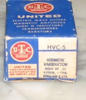 Vintage UTC HVC 5 Variable Inductor Choke Coil Transformer