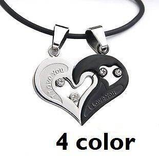 Men Women Couple Necklace Heart Pendant Stainless Steel