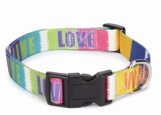 Zack & Zoey Inspirational Nylon Dog Collar Tie Dye Love