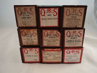   Vtg Collectible QRS PLAYER PIANO Word Rolls Music Rolls Mixed Lot (8