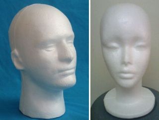   Styrofoam male or female white face hard MANNEQUIN Wig Head FOAM Model
