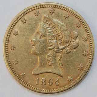 1894 US LIBERTY HEAD 10 DOLLAR GOLD COIN   XF