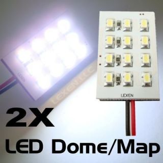 LED W2 WHITE 2X DOME MAP INTERIOR LIGHT BULBS 12 SMD PANEL XENON HID 
