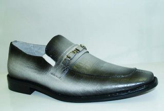 Italian Style Mens SORRENTO Slip on Airbrush White/Black Dress Shoe