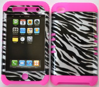   SILICONE RUBBER + COVER CASE SKIN FOR APPLE IPOD TOUCH 4 4th NEW ZEBRA