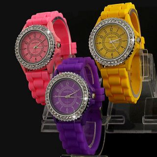   Candy Stylish Silicone Crystal Teenagers Lady Girls Jelly Watch,A17LPW