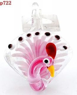 1pc fashion peacock Lampwork Murano Glass beaded pendant necklace p722