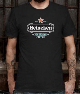 New HEINEKEN Beer Logo Rare Black T shirt Tee Size L (S to 3XL av)