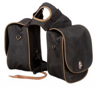 Tough 1 Deluxe Oiled and Insulated Black Pommel Bag Horse Tack Equine