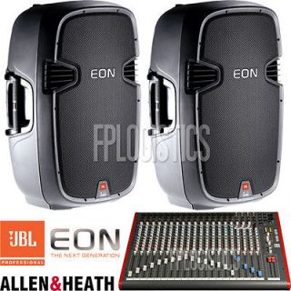 2x JBL EON515XT 15 Powered Speaker Pair w/ Allen Heath ZED 24 Mixer 