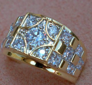 CHAMPIONSHIP lab created Diamond 18k yellow gold overlay MENS ring 