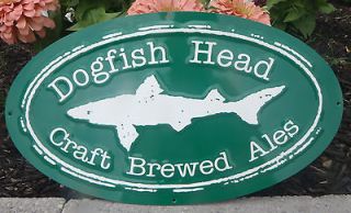 New Dogfish Head Craft Brewed Ales Metal Beer Bar shark Green Sign