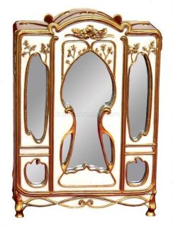 NEW Art Nouveau Miniature Mirrored Jewelry Armoire