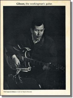 1967 Trini Lopez playing Gibson guitar at Reprise Records photo ad