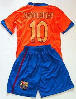   listed Shirt & Short Boys Ronaldinho Barcelona Jersey Size S   10 New