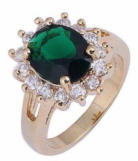   Jewelry New Generous Emerald 10KT Yellow Gold Filled Ring Gift