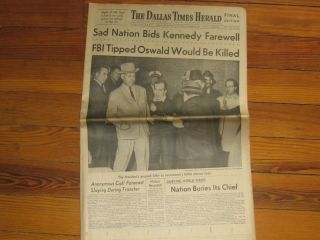 1963 John F. Kennedy Assassination JFK Dallas Newspaper