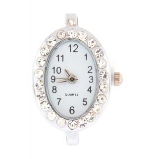 Silver Plated Oval Diamante Watch Face for Jewellery Making