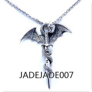   Silver Plated Pendant Necklace Dragon Cross Wholesale Tr