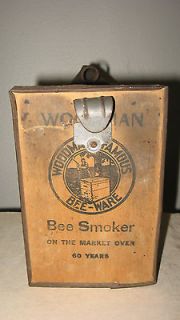 Circa 1938 Antique WOODMAN BEE KEEPER Leather Wood Tin BINGHAM SMOKER 
