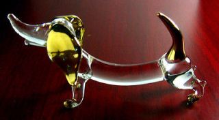 DACHSHUND WIENER DOG hand blown ART GLASS figurine miniature   GIFT 