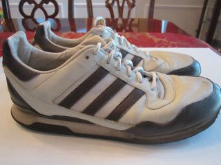 MENS VINTAGE ADDIDAS ZXZLEA ALL LEATHER BROWN/WHITE SHOES   SIZE 12
