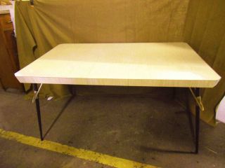 VINTAGE 1950S RETRO KITCHEN TABLE DINING FURNITURE WHITE FORMICA TOP 