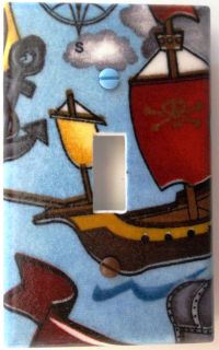 Boys Pirate Ship Jolly Roger Light Switch Cover Room Wall Decor